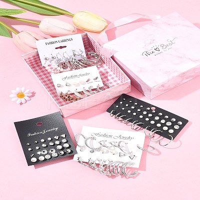 5 Sets 5 Styles Alloy & Plastic Pearl & Acrylic & Rhinestone Earring Sets EJEW-FS0001-24-1
