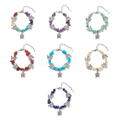 7Pcs 7 Style Alloy Butterfly Charm Bracelets Set BJEW-JB08875-1