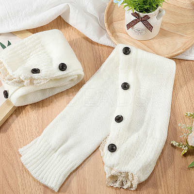 Acrylic Fiber Knit Socks with Button AJEW-WH20080-20A-1