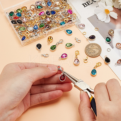 DIY Teardrop Alloy Rhinestone Birthstone Pendant Making Kits DIY-GA0007-12-1