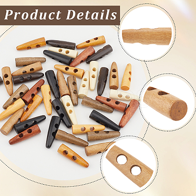 48Pcs 8 Colors 2-Hole Wood Buttons WOOD-GF0002-35A-1