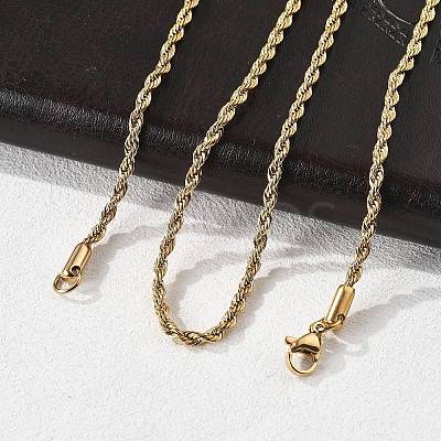 Ion Plating(IP) 304 Stainless Steel Rope Chain Necklaces STAS-M174-009G-1