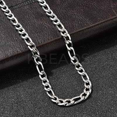 5MM 304 Stainless Steel Figaro Chains Necklaces for Women NJEW-B134-07A-P-1