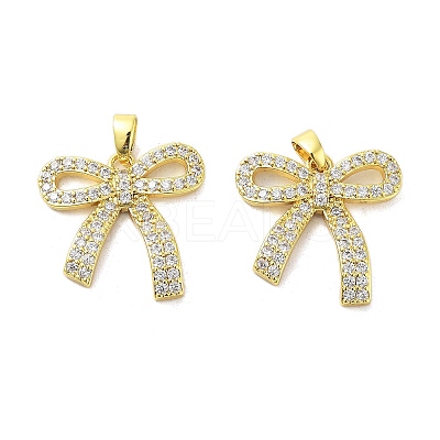 Rack Plating Brass Micro Pave Clear Cubic Zirconia Pendants KK-A205-03G-1