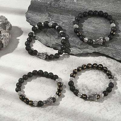 4Pcs 4 Style Om Mani Padme Hum Mala Bead Bracelets Set BJEW-JB09375-1