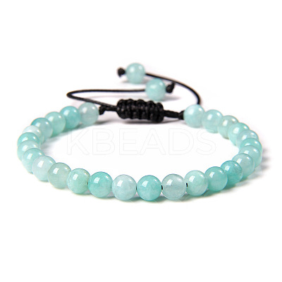 Natural Dyed Amazonite Round Bead Adjustable Braided Bracelets UO3136-40-1