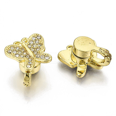 Brass Micro Pave Clear Cubic Zirconia Magnetic Clasps KK-N232-141G-NF-1
