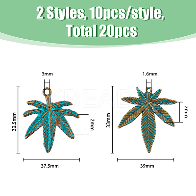 20Pcs 2 Style Tibetan Style Alloy Pendants FIND-FH0006-49-1