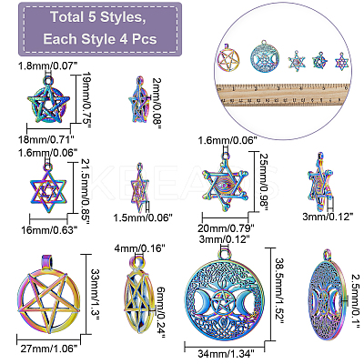 20Pcs 5 Style Plated Alloy Pendants FIND-CA0005-69-1