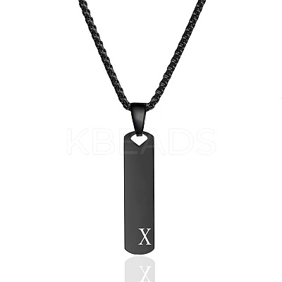 304 Stainless Steel Rectangle with Letter Pendant Box Chain Necklaces FS-WGD7C78-50-1