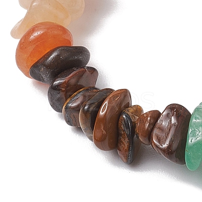 Chakra Natural Obsidian & Amethyst & Lapis Lazuli & Green Aventurine & Tiger Eye & Red Aventurine & Red Jasper BJEW-JB10777-01-1