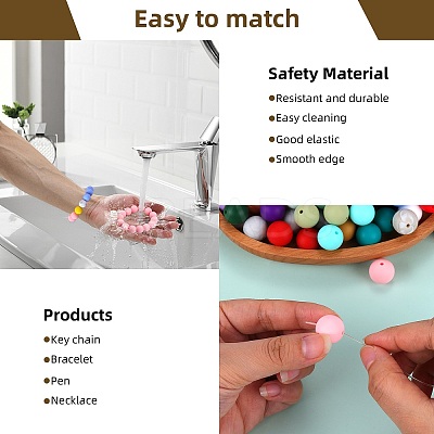 80Pcs Round Silicone Focal Beads SIL-SZ0001-24-36-1