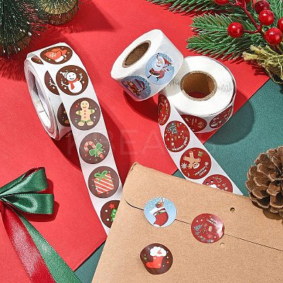 3 Rolls 3 Styles 8 Patterns Christmas Round Dot Self Adhesive Paper Stickers Roll DIY-YW0009-90-1