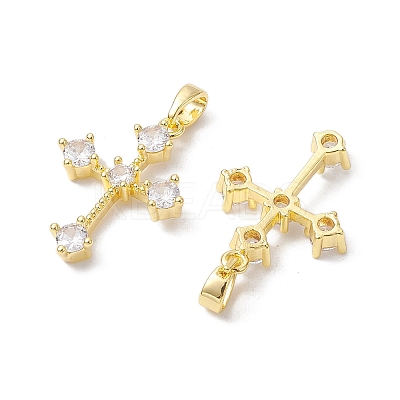 Brass Micro Pave Clear Cubic Zirconia Pendants KK-K360-18G-1