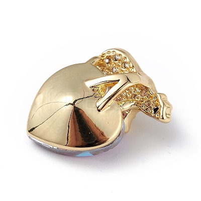 Real 18K Gold Plated Rack Plating Brass Micro Pave Clear Cubic Zirconia Pendants KK-C015-06G-03-1