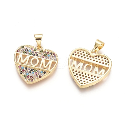Brass Micro Pave Cubic Zirconia Pendants ZIRC-G152-20G-1