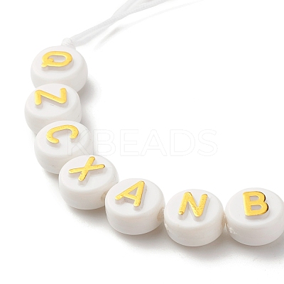 Acrylic Flat Round with Letters Braided Bead Bracelet for Women BJEW-JB07571-01-1