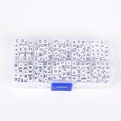 1 Box Acrylic Horizontal Hole Letter Beads SACR-X0011-B-1