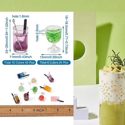 64Pcs 16 Style Imitation Juice Draft Beer Resin Pendants CRES-PJ0001-02-1