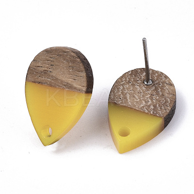 Resin & Walnut Wood Stud Earring Findings MAK-N032-002A-B06-1