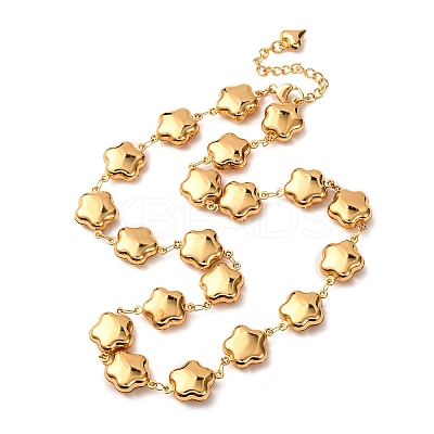 304 Stainless Steel Flower Link Chain Necklaces for Women NJEW-G178-11G-1