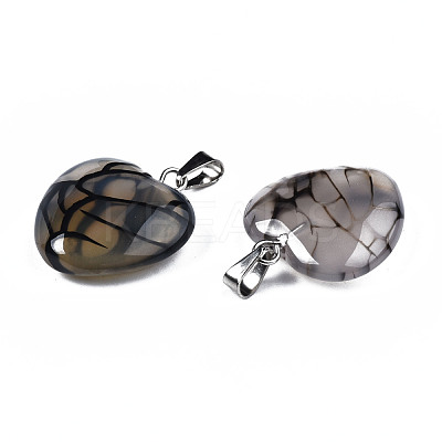 Natural Dragon Veins Agate Pendants G-N0325-14B-1