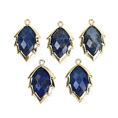 Natural Dyed Lapis Lazuli Faceted Leaf Pendants G-I375-04G-03-1