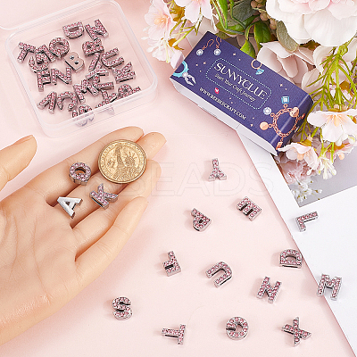 52Pcs 26 Styles Alloy Rhinestone Slide Charms FIND-SC0009-81B-1
