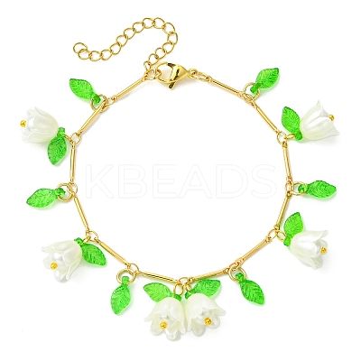 Brass Bar Link Chains Charm Bracelets BJEW-JB11523-03-1