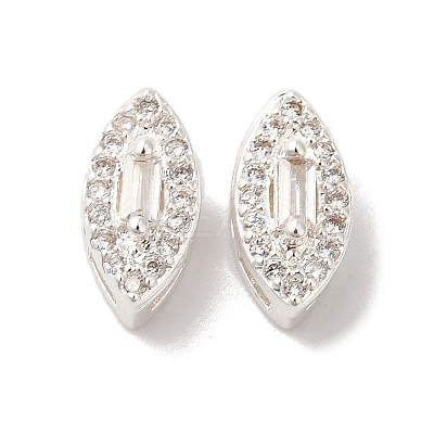Brass Micro Pave Clear Cubic Zirconia Beads KK-G503-23S-1