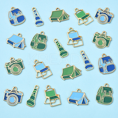 20Pcs 10 Styles Camping Equipment Series Alloy Enamel Pendants FIND-YW0007-24-1