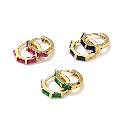 Cubic Zirconia Rectangle Hoop Earrings EJEW-C028-24G-1