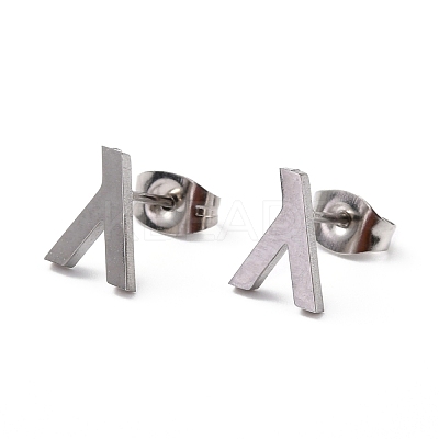 Tarnish Resistant 304 Stainless Steel Greek Alphabet Stud Earrings STAS-D007-07P-11-1