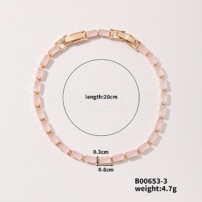 Elegant and Versatile Rectangle Brass Glass Bracelets for European and American Fashion QW9736-3-1