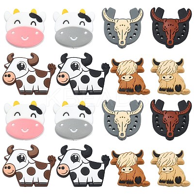 16Pcs 8 Style Food Grade Eco-Friendly Silicone Focal Beads SIL-CJ0001-11-1