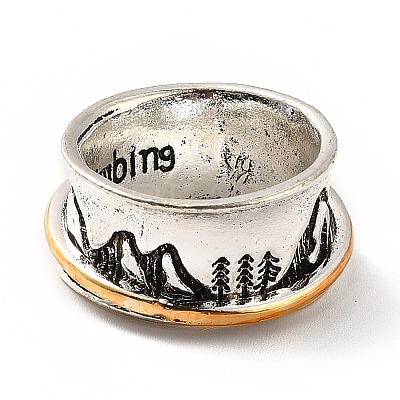 Rotatable Mountain and Heart Alloy Finger Ring LS-RJEW-F123-08AS-1
