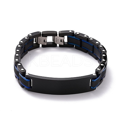 Ion Plating(IP) 304 Stainless Steel Rectangle Link Bracelet BJEW-B056-01-1