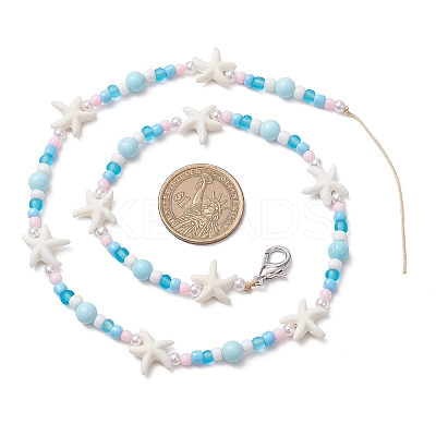 Synthetic Turquoise & Glass Seed Beaded Pendant Decorations HJEW-JM03182-03-1