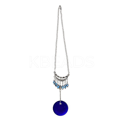 Evil Eye Alloy Lampwork Pendant Decorations HJEW-M005-02A-AS-1