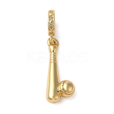Rack Plating Brass Micro Pave Clear Cubic Zirconia European Dangle Charms LS-KK-P279-16G-1