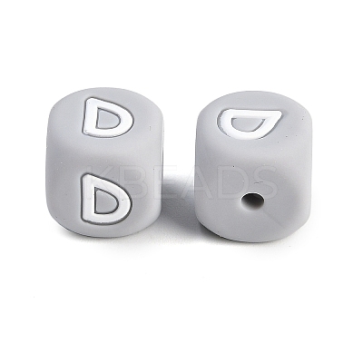 20Pcs Grey Cube Letter Silicone Beads 12x12x12mm Square Dice Alphabet Beads with 2mm Hole Spacer Loose Letter Beads for Bracelet Necklace Jewelry Making JX436D-1