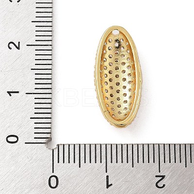 Rack Plating Brass Micro Pave Clear Cubic Zirconia Oval Connector Charms KK-A234-016G-1