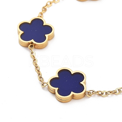 Flower Resin Link Chain Bracelets BJEW-K247-01G-04-1