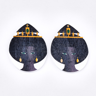 Printed Wooden Big Pendants WOOD-S050-16N-1