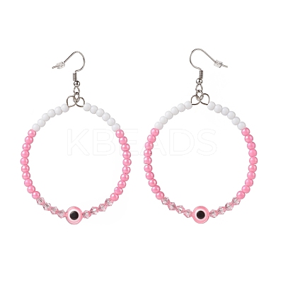 Resin Evil Eye & Acrylic Beaded Big Ring Dangle Earrings EJEW-JE04999-02-1