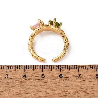 Brass Micro Pave Cubic Zirconia Cuff Rings for Women RJEW-F191-01G-01-1