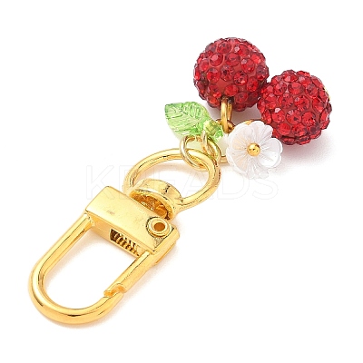 Polymer Clay Rhinestone Cherry Pendant Decorations HJEW-JM03269-01-1