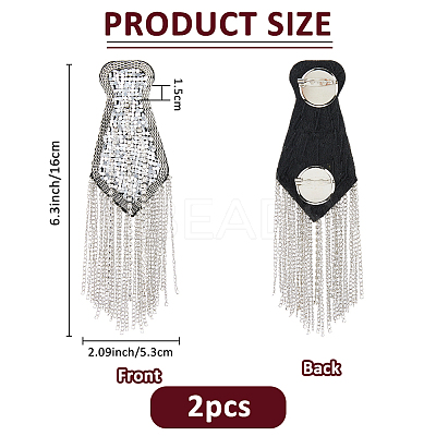 2Pcs Fashionable Tassel Epaulettes DIY-FH0008-89B-P-1