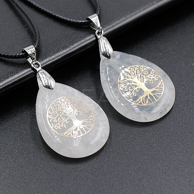 Natural Quartz Crystal Pendant Necklaces FS-WG13773-02-1