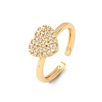 Adjustable Brass Micro Pave Cubic Zirconia Cuff Rings for Women RJEW-B139-01G-1